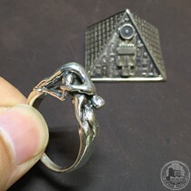 Western antique silver accessories 1970s British imperial post-entry erosive men and women postural 925 pure silver vintage ring men