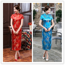 Spring and Autumn Cheongsam Dress etiquette Ribbon-cutting Tang style Cheongsam Dragon and Phoenix long style Cheongsam Hotel welcome cheongsam