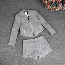 Spring clothes the new Korean version of the womens clothing grey stand-up collar small fragrance and coarse floras for a slim and fragrant wind fur suit