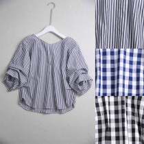 S088A 0710 minimalist v collar straight cylinder type folds sewn 50% sleeves head shirt