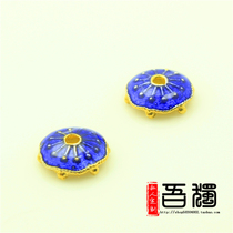 S925 silver Jingtai Tai Blue accessories Loose Beads Flower Tox Blue Bag Beads Gold Plated Pinch Enamel Artisanal Diy Flower Y028