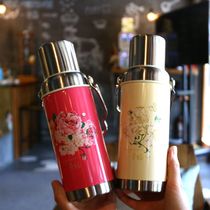 Shake the same vintage portable thermos bottle kettle large capacity vacuum stainless steel double insulation pot portable cup