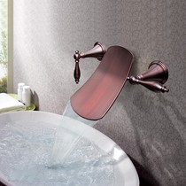 New European-style all-copper washbasin hot and cold antique retro black bronze ORB in-wall concealed buried wall faucet