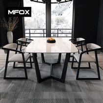 Nordic marble dining table and chair combination Modern simple light luxury small apartment Rectangular dining table Solid wood dining table Household