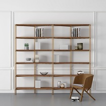 Nordic golden floor bookcase bookcase wrought iron solid wood rack creative display shelf storage rack simple modern