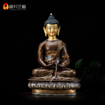 Tibetan village Nepal handmade copper gold-plated silver-plated carved Amitabha Buddha statue 1 foot