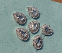 35mm Drop Shaped Crystal Glass Drill Buckle Leather Grass Minke Leather Buckle Handmade Single Shoe Headwear Bag clothing Decorative Buttons