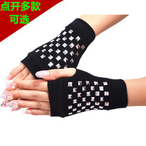 New non-mainstream rivet control fingerless finger short gloves outdoor knitted wool black gloves sailor dance thin