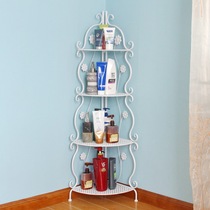Iron bathroom bathroom corner storage rack Bathroom triangle floor corner rack Wrought iron bathroom bathroom corner storage storage