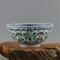 Qing Yongzheng official Kiln bucket color flower thin tire porcelain bowl Jingdezhen antique craft porcelain antique decorative ornaments collection