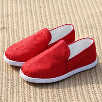 Handmade cloth shoes womens thousand-layer bottom adult handmade pure handmade Shandong southwest farmhouse Natal China red breathable womens shoes