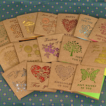 Y and Noor ten Wind Cards Mini blessings Cawan with card Birthday Card Kraft Laser Engraving Card 16 sheets