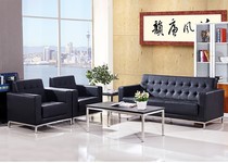 Chengdu modern simple Korean leather office sofa Solid wood sofa frame Steel frame bottom reception room sofa