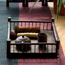 Zizhu tea cup shelf tea cup holder tea ceremony tea tray bamboo solid wood tea cup holder accessories bogus rack storage