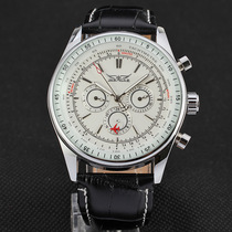 JARAGAR new small plane fake three eyes men mechanical watch belt business fashion mechanical watch 233