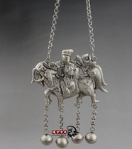 White copper silver plated exquisite handmade unicorn little Lingdang hanging ornaments lock imitation silverware to do old crafts antique collection