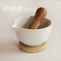 Popular pure white ceramic pounding medicine pot grinding medicine garlic press baby food supplement grinding cup pounding medicine cylinder medicine pounding stone mortar mortar