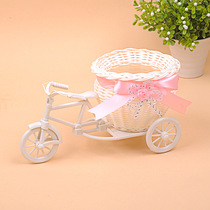 Plastic Rattan woven flower basket bicycle bicycle tricycle storage basket home office decoration decoration crafts