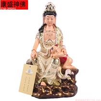 Chaozhou Kangsheng Buddhist supplies to send children Guanyin Buddha statue Guanyin Buddha statue 12 inch gold kgold resin crafts