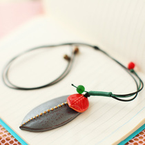 Ceramic 1987 Jingdezhen Ceramic Necklace Ceramic Pendant One Leaf Celadon Cowl Blanket Chain Features Jewelry