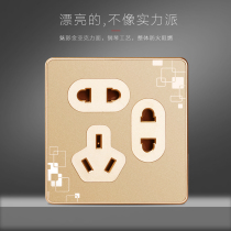 Home Type 86 Type 22 Three-plug wall Switch Panel Staggered Power Socket Gold with patterned Seven-hole socket