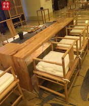 Old elm paint-free Zen small apartment Kung Fu tea table and chair Antique Chinese simple general table coffee table combination