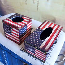 Waterproof British style European style Old Leather flag tissue box Household paper box Vintage tissue box paper box