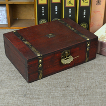Exquisite antique wooden box retro locked box desktop sundries storage box shooting props creative gift packaging box