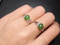 Xinjiang Hetian Jade Jasper ring 925 silver inlaid Jasper female ring natural jade ring support re inspection