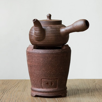 handmade coarse ceramic mud side teapot sandwich teapot handmade urgent needle pot jade book charcoal stove warming tea set