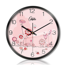 Kombas clock Shihong Living Room Creative Metal Hanging Bell Silent Scanning Pink Flower Wall Bell 161