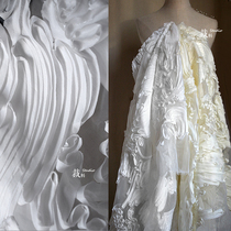 Oil painting brush three-dimensional texture organza fabric transformation mesh perspective fabric creative dress wedding dress mesh