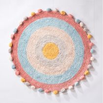 South Korea imported rainbow tassel velvet cotton thread non-slip round mat childrens round carpet three colors optional