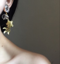 Private Beauty Small Crowddesign Qipao Earrings Earrings Retro Drop Gold Fish Irregular Ear Clip 925 Pure Silver Ear Nail
