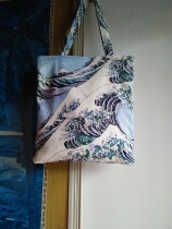 Cloth Art Original Day Ensemble Kanagawa Surf Art Retro Handmade Woman Single Shoulder Bag Sails Cloth Bag Environmentally Friendly Bag