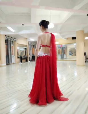 为比赛特意购买了大红色，颜色非常正，质量一如既往的好，罩杯安全舒适，裙摆设计既有质感又轻盈飘逸，身高170厘米，体重110斤，L码正合适。