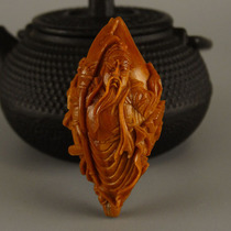 Xie Qinghua handmade hard knife carving vertical knife Guangong Qizhu SuGong new olive walnut carving single seed text play