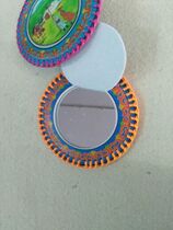 Mongolian small leather mirror process mirror Inner Mongolia handicraft prairie Shojun gift Souvenir Portable Mirror Cosmetic Mirror