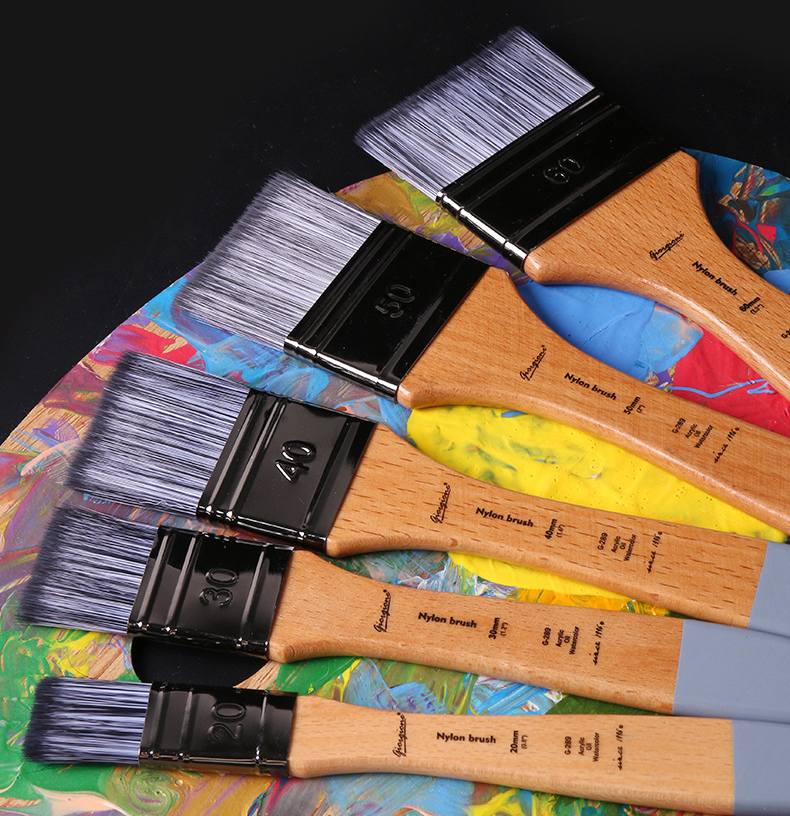 乔尔乔内油画板刷丙烯笔刷水粉水彩颜料彩绘墙绘尼龙平头榉木刷子