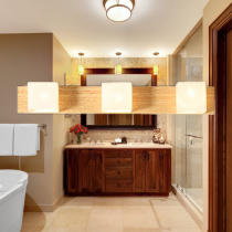 Chinese Nordic log mirror front light led sanitary interfacial wall lamp modern minimalist solid wood dressing lamp glass lighting