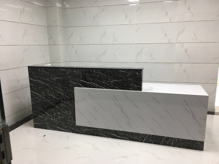 【免费安装】公司前台接待台收银台迎宾咨询台吧台烤漆仿大理石纹