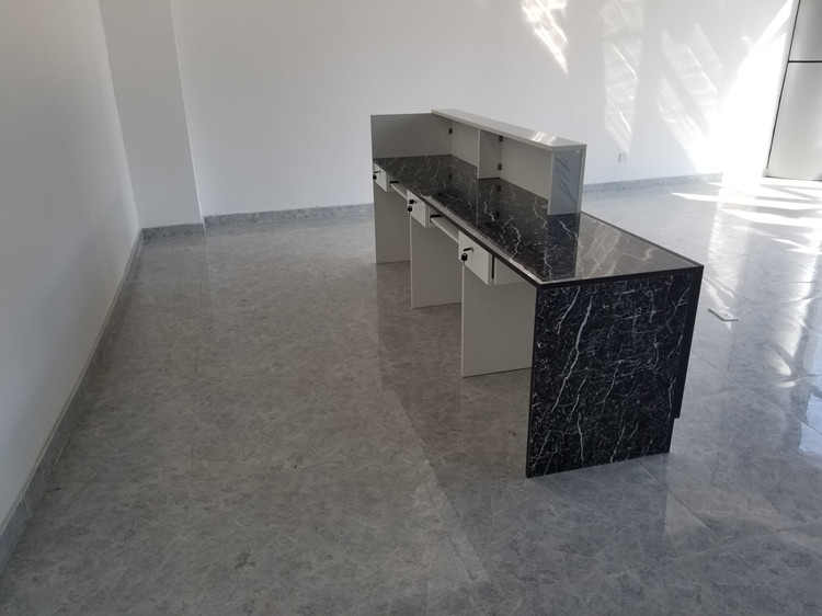 【免费安装】公司前台接待台收银台迎宾咨询台吧台烤漆仿大理石纹