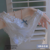 Japanese sexy cotton crotch underwear girl lace court style sweet hollow hollow translucent small triangle pants