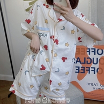 Japan Mic Pyjamas Women Summer Pure Cotton New Cute ins Wind Net Red bursting Home Suits Outwear Suits
