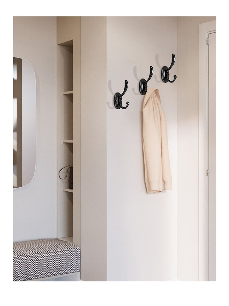 欧式单个衣帽钩挂衣钩单钩衣服壁挂墙壁进门衣柜鞋柜浴室黑色挂钩