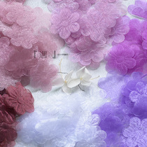 Snow gauze flower piece accessory diy veil decoration organza tulle petal flower wedding dress material purple