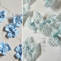 Customized niche high-end handmade yarn bow blue thread decorative accessories DIY baby clothes clothing headwear material