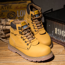 Boots Men Winter High Help Overalls Desert Boys Boots no rot Martin boots Men warm and velvet Rhubarb Boots Genuine Leather