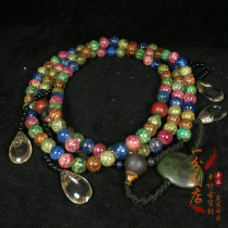 Antique Qing Dynasty old tourmaline colorful round beads old dynasty beads turquoise crystal necklace Buddha beads rosary beads play collection old goods