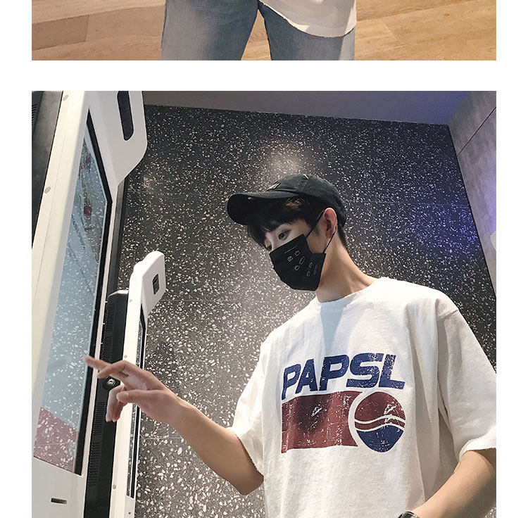 禾子夏装2018港风小清新印花圆领短袖t恤夏天宽松学生流行体恤衫